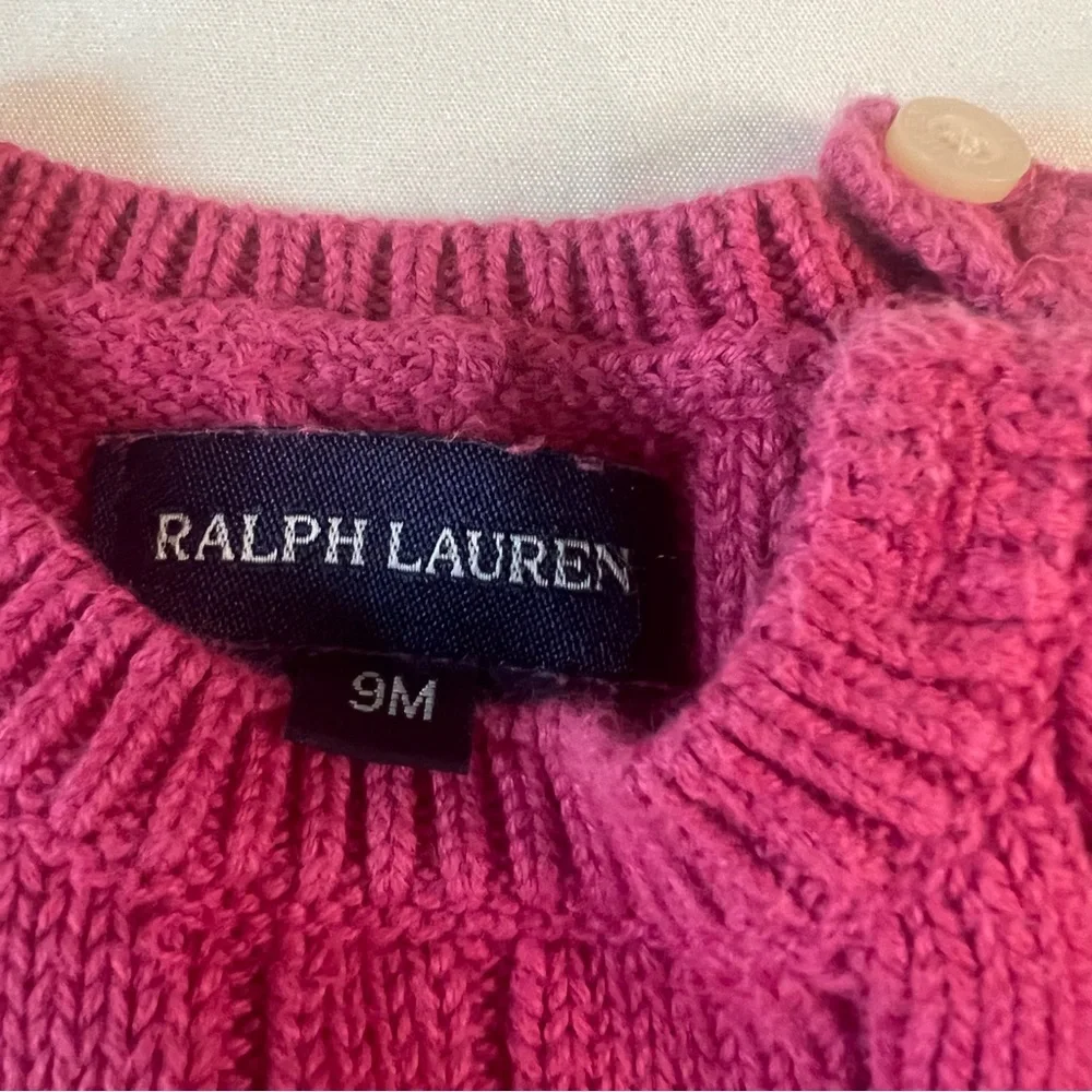 Ralph Lauren Girls‎ 9 Month Pink cable knit & collared Dress Bundle (2 Pieces)